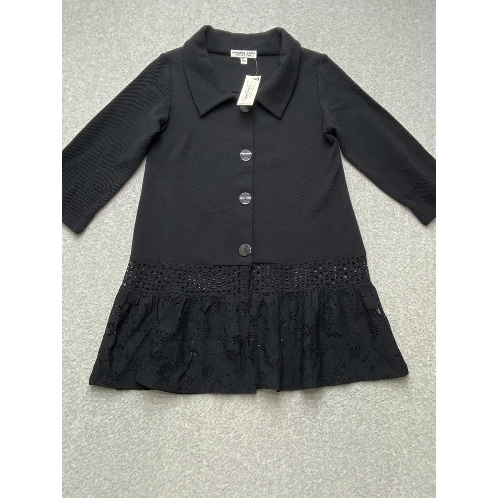 Andria Lieu Collection Jacket Womens Medium Black Long Jamie Lace Made USA - Picture 4 of 15
